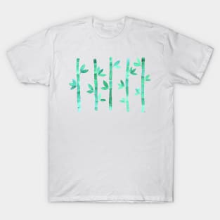 Watercolor Bamboo Pattern - Mint Green T-Shirt